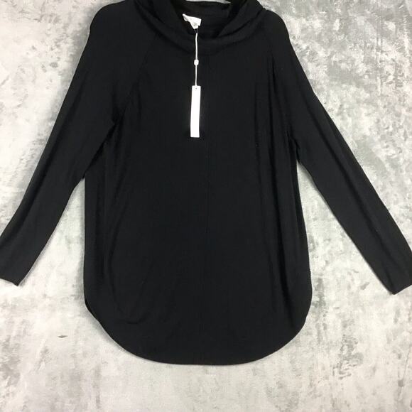 Caslon Women’s Medium Black Turtleneck Tunic Sweater Solid Curve Hem Long Sleeve - Picture 1 of 14